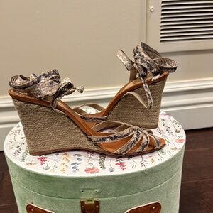 Christian Louboutin Beige Snakeskin Wedges